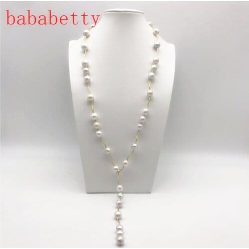 Fashion new natural freshwater pearl 10-13MM white multicolor Edison pearl necklace sweater chain 82 cm long