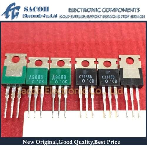 New Original 10Pairs(20PCS)/Lot 2SA968B A968B 2SA968 + 2SC2238B C2238B 2SC2238 TO-220 5A 160V Silicon NPN + PNP Power Transistor