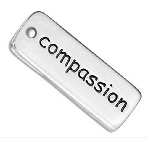 Wholesale fashion alloy metal craft diy engraved message compassion charm stamped tags accessory