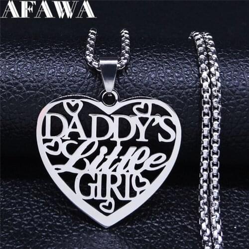 Daddys Little Girl Stainless Steel Chain Necklace for Silver Color Necklace Jewelry cadenas de acero Fathers Day N4246S01