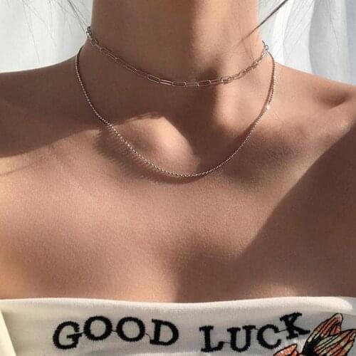 New Simple Temperament Necklace Cool Breeze Personality Fashion Short Necklace Neck Jewelry Multi-layer Chain Wholesale