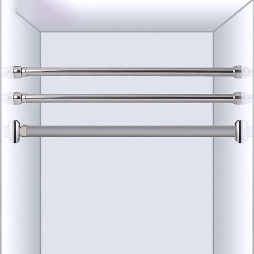 Adjustable Telescopic Rod Stainless Steel Clothes Rail Hanger Rod Clothes Rail Wardrobe Fixed Flange Base Furniture Decoration