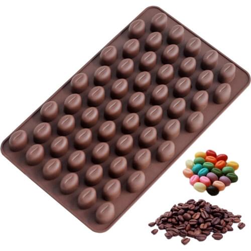 55 Holes Coffee Bean Chocolate Mold Silicone 3D Non-Stick Fondant Cake Decor DIY Jelly Ice Kitchen Baking Mould 18.5*11*1.4cm