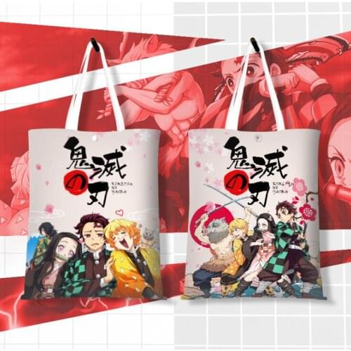 Anime Shopping Bag Canvas Shoulder Bag Cartoon Demon Slayer Toilet-bound Sao Attack on Titan Tokyo Ghoul Handbags Toy Gift