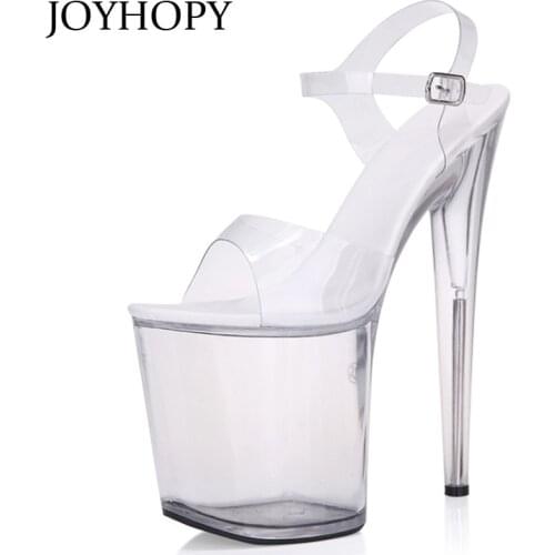 JOYHOPY Super High Heels 20cm Sexy Nightclub Party Crystal Waterproof Wedding Sandals With Thin Womens Platform Gladiator Shoes