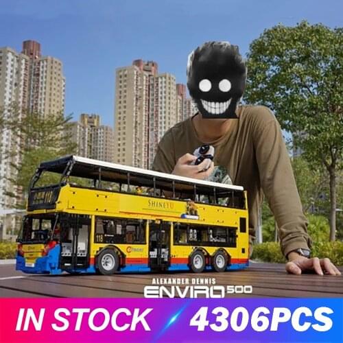 IN STOCK QC015 High-Tech Car Toys MOC Double Decker Bus Model RC TransBus Enviro 500 Building Blocks Bricks Kids Christmas Gifts