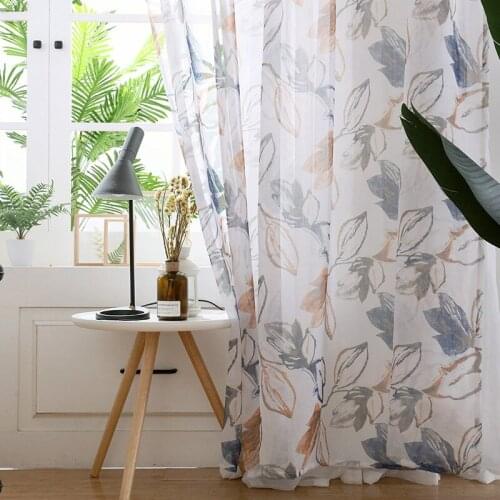 High-precision Printed Flower Sheer Curtains for Living Room Balcony Screens Tulle Window Treatments Pastoral Curtain Bedroom