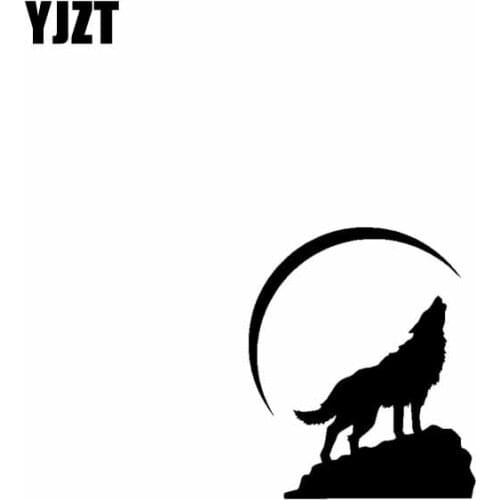 YJZT 10.7CM*12.7CM WOLF ON ROCK Vinyl Black Silver Motorcycle Car Sticker Decals C13-000520