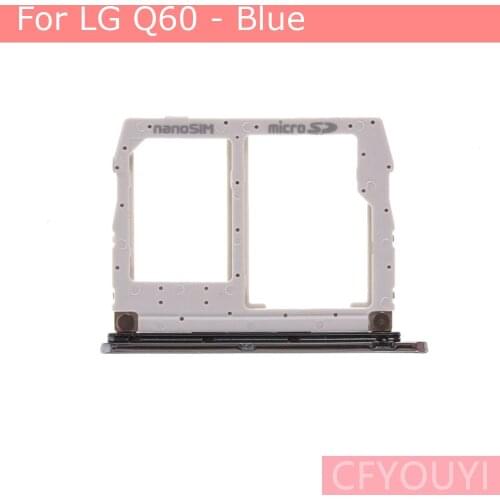 For LG Q60 Dual SIM Card Tray Slot Replace Part - Blue Color