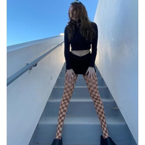 Asthetic Plaid Print Foot Pants Y2K Skinny Medium Waist Body-shaping Leggings Casual Fashion Sexy Streetwear Female Trousers Hot