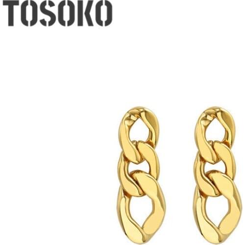 TOSOKO Stainless Steel Autumn And Winter Thick Chain Earrings Cool Earrings For Women BSF323