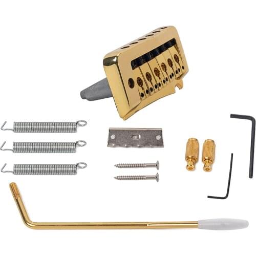 1 Set Zinc Alloy Saddle Bridge Tailpiece Tremolo Block Golden for ST Electric Guitar