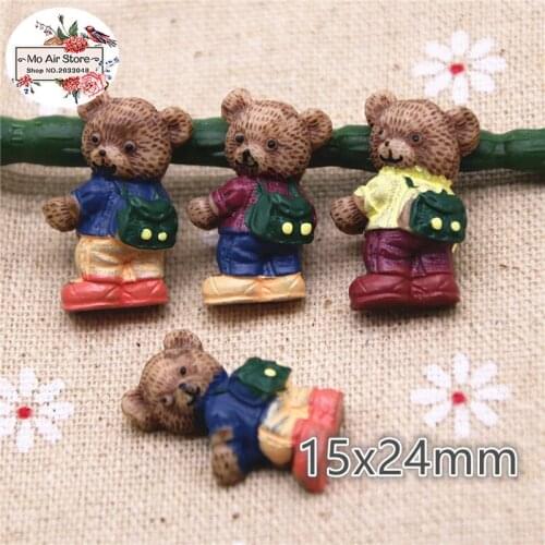 10pcs resin Cartoon bear with schoolbag flatback cabochon for Hair Bow Center, scrapbook,DIY accessories