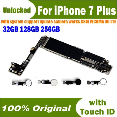 128GB No Lock Motherboard for iphone 7 Plus Motherboard 256gb unlocked Logic Boards for iphone 7 5.5inch with / Without Touch ID