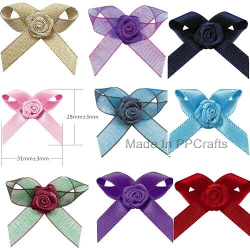 28X31MM Satin/Grosgrain Ribbon Bead Hand-Tied Bowknot For Hairbow DIY Crafts 200pcs Free Shipping