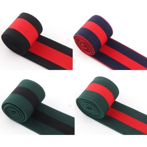 38mm Color Stripe Rainbow Elastic band webbing Straps 1 1/2 Inch Green red stripes Skirt belt Garment accessories by the yard
