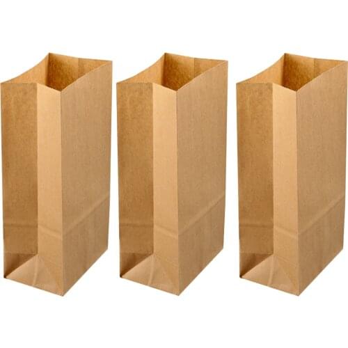 50/100PCS Square Bottom Food Paper Bags Kraft Paper Bags Breakfast Paper Bags for Food Baking Dessert Party Paper Bags