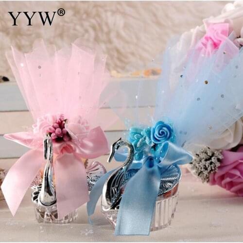 50pcs/Lot Color Swan Gift Box Candy Box Wedding Drage Candies Box Package Plastic Gift Wed Box Birthday Party Favors Supplies