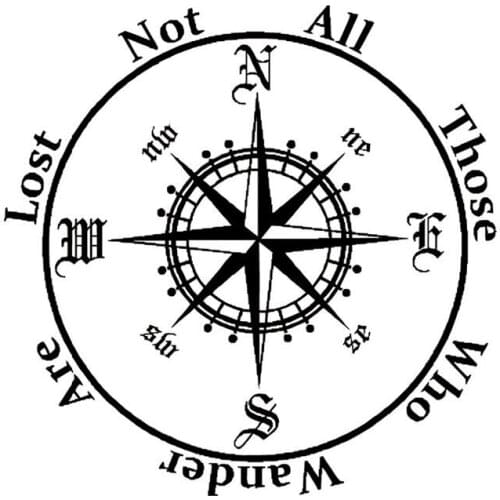 Car Stickers NSWE Compass Funny PVC Car Decoration Accessories Stickers Creative Waterproof Sunscreen Black/white,16cm*16cm