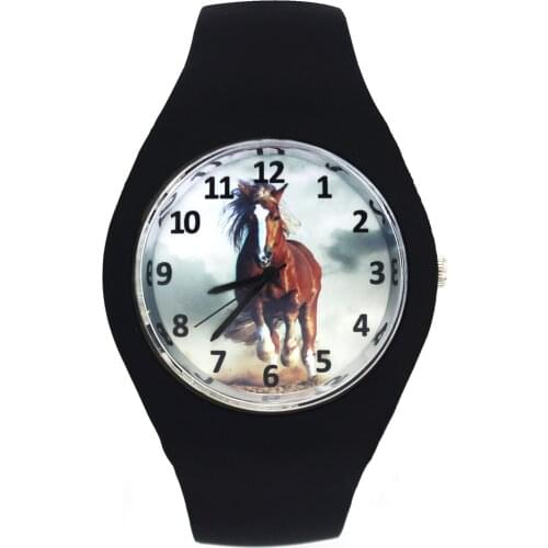 Running Horse Steed Hobby Dark Horses Presents Fashion Silicone Band Men Women Sport Quartz Wrist Watch