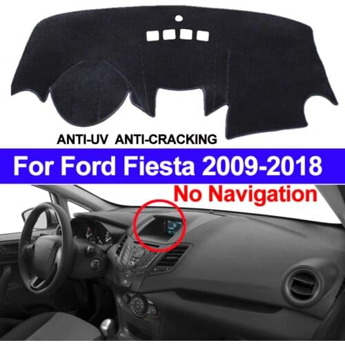 TAIJS Car Dashboard Cover Dash Mat Dash Pad Carpet Anti-UV For Ford Fiesta 2018 2017 2016 2015 2014 2013 2012 2011-2009 No NAV