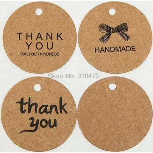 DHL 200set practical 100pcs/set Handmade thank you Kraft Paper Hang Tags Round Tags Wedding Hang Tags Craft Gift Tags