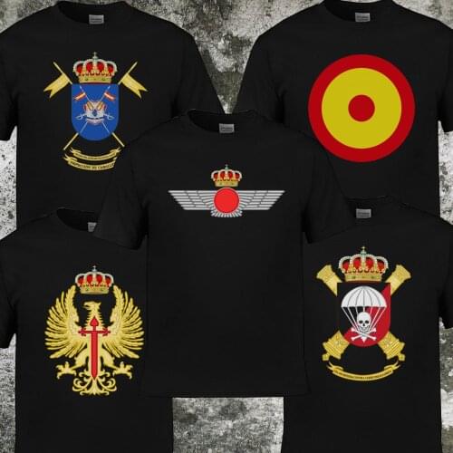 Fashion Hot Sale Spain Army Military Logo, Spanish Air Force T-Shirt Summer Men Cotton Short Sleeve Tees Shirt Harajuku