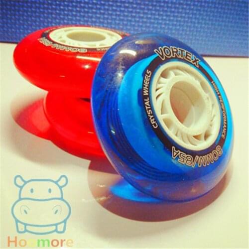 85A crystal transparent skating wheel for FSK slalom high performance red blue 80mm 76mm 72mm wheel