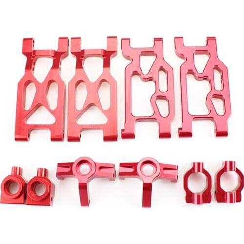 10 Pcs Aluminum Alloy Front Rear Suspension Arm Steering Cup Set for Wltoys 104001 1/10 RC Car Upgrade Parts