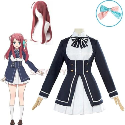 Anime Zombielandsaga Cosplay Sakura Minamoto Cosplay Costume Wig Dress Socks Shirt Hair Band Women Uniform Halloween