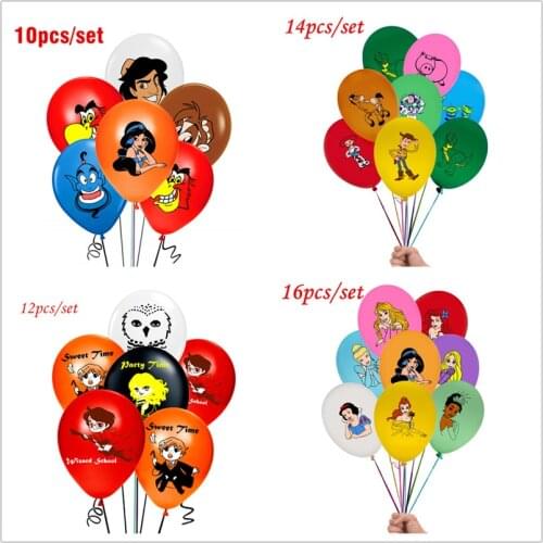 12inch NEW Aladdin Snow White Elsa Princess Latex Balloons Baby Birthday Party Decorations Kids Latex Balls Toys