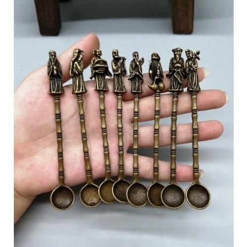 Pure copper, brass, eight immortals medicine spoon