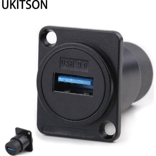 Black Color D Shape Metal USB3.0 Plug Female To Female USB2.0 Keystone Connector Mounting L Module Holder Bracket Adapter