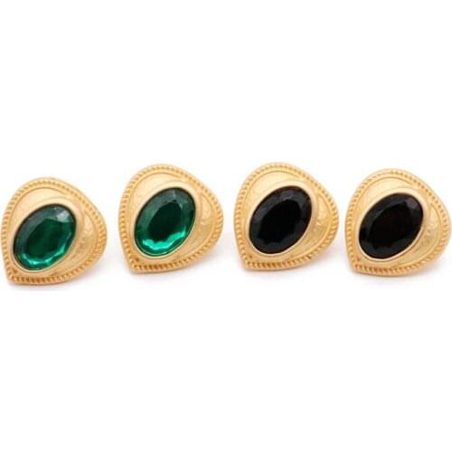 Sweet Cute Heart Alloy Black Green Earrings