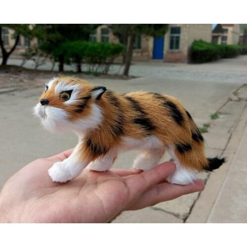Simulation tiger 17x9cm hard model,polyethylene&fur toy home decoration Xmas gift 0823