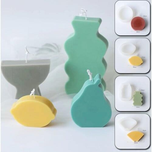 Multi-Shape Candle Mold Diy Soap Scented Candle Silicone Mold Lemon Small Vase Fan-Shaped Triangle Candle Silicone Mold