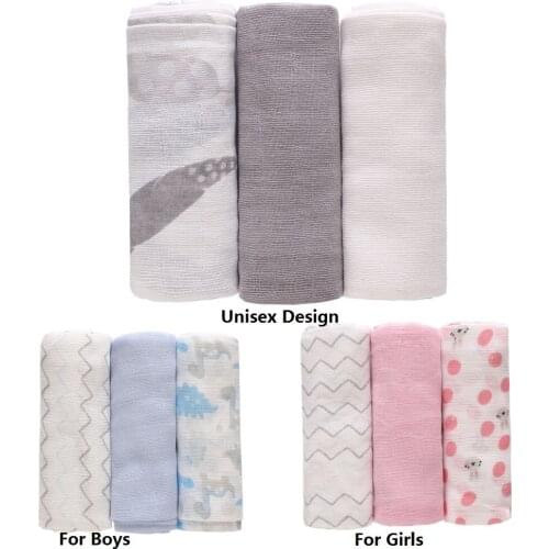 3pcs 100% Cotton Baby Muslin Blanket Soft Swaddling Wrap 70*70cm Infant Nursing Cover Newborn Diaper Cloth Unisex