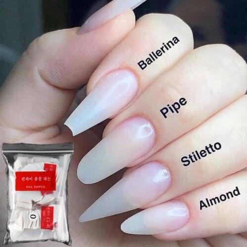 500pcs Artificial False Nail Set Hand Toe Long Short French Fake Nails Transparent White Nail Tips Extension Manicure Tools