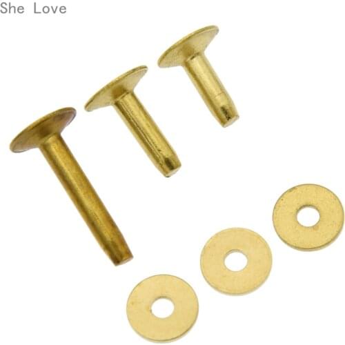 Chzimade 5 Sets Solid Brass Copper Rivets Burrs Fasteners Permanent Leather Saddlery Tack Repair