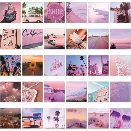 62pcs Romantic California Landscape Stickers Gift For Girl Beautiful Scenery Poster Decal Sticker To DIY Notebook Laptop Guitar