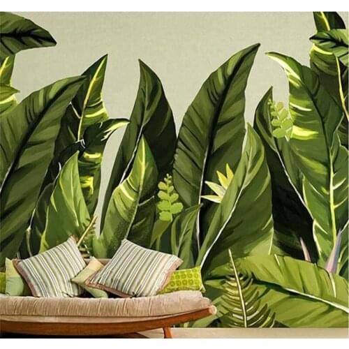 Custom wallpaper mural abstract tropical banana leaf tooling background wall decoration painting
