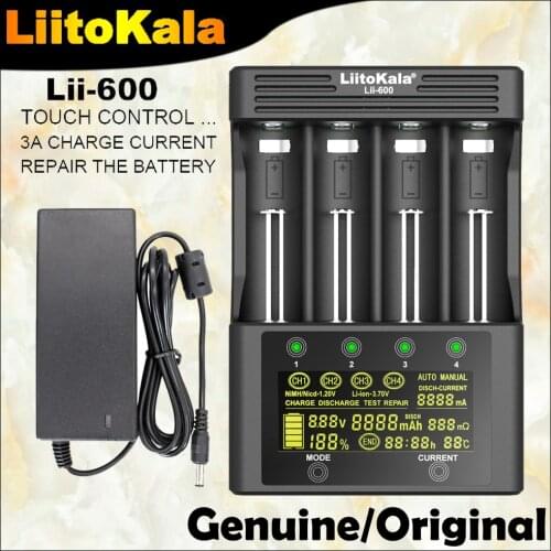 Genuine LiitoKala Lii-600 Battery Charger For Li-ion 3.7V and NiMH 1.2V battery Suitable for 18650 26650 21700 26700 AA AAA