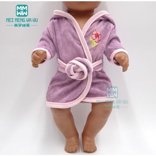 Clothes for doll fit 43cm baby new born doll and American doll Purple pajamas, bathing, casual skirt