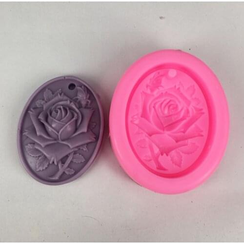 Rose Shaped Car Pendant Oval Silicon Mould DIY Clay Gypsum Molds