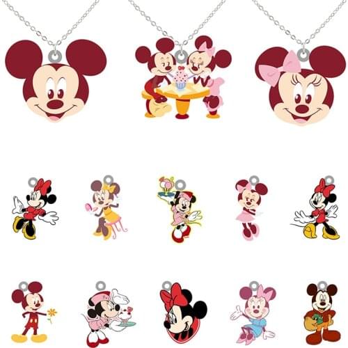 Disney Animated Character Mickey Mouse Image Necklace Epoxy Resin Pendant Creative Design To Send Friends Accessories