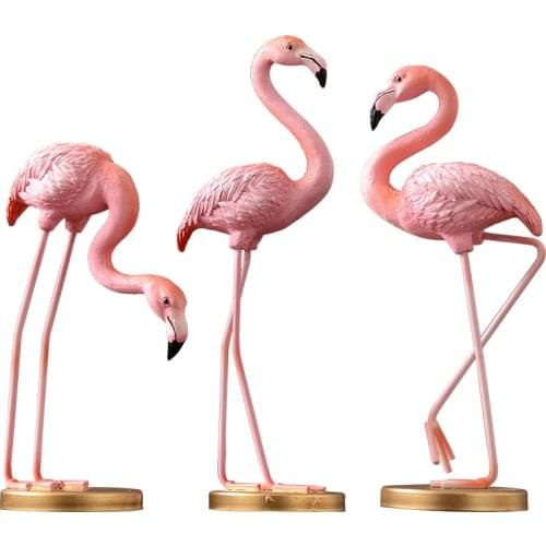 Nordic Resin Flamingo Figurine Small Ornaments Home Decorations Living Room TV Cabinet Lovely Creative Gift Display