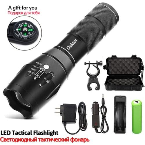12000lm Led Flashlight Ultra Bright Torch T6/L2 Rechargeable Lantern 5 Modes Zoomable for Hunting Camping Bicycle 18650 Battery