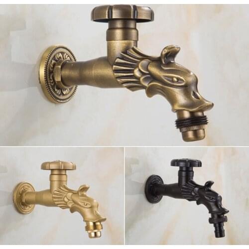 Outdoor Faucet Garden Bibcock Tap Bathroom Washing Machine Faucet /mop Faucet Single Cold Antique Bronze/Black Oil Brushed