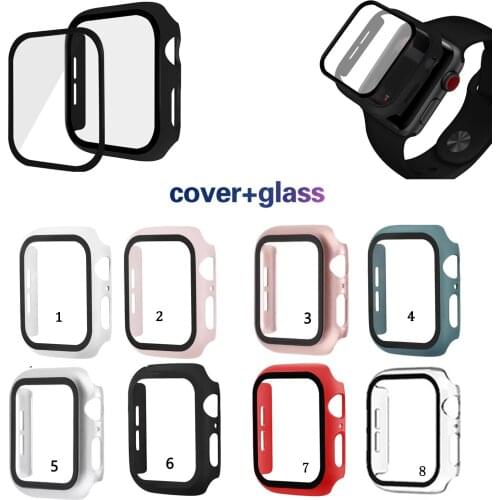Ultra Thin Hard PC Case Tempered Glass Screen Protector Protective Cover for Apple Watch iwatch Series 38mm 42mm 40mm 44mm