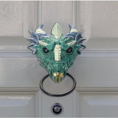 Vintage Resin Iron Simulation Dragon Head Hanging Door Knocker Villa Courtyard Gate Ring Door Handle Pulls Knob Decoration